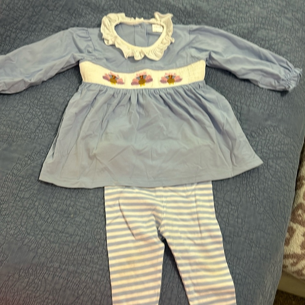 Cecil and Lou thanksgiving smocked turkey outfit